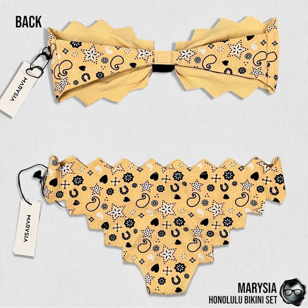 MARYSIA SWIM HONOLULU STRAPLESS ZIGZAG BIKINI SET IN BANANA BANDANA YELLOW NEW - Picture 15 of 15